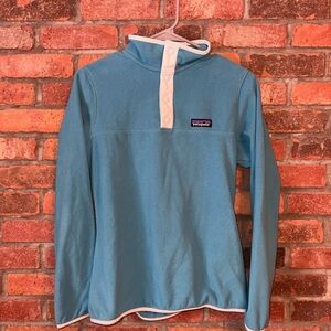 Patagonia Sky Blue Snap-Front Fleece Pullover with White Trim